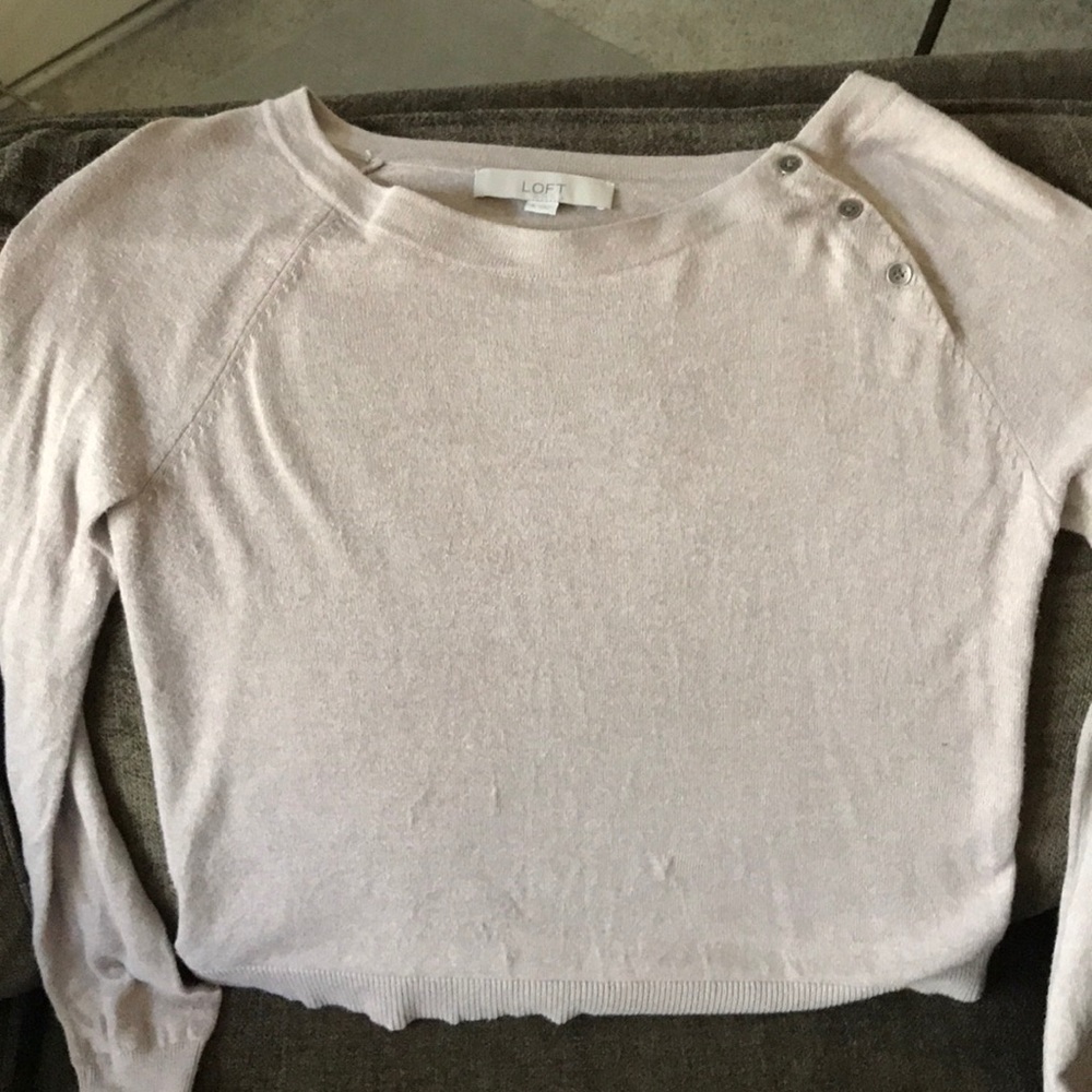Loft Tan Sweater Scoop neck Small